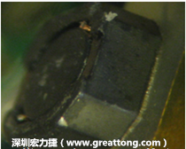 使用銀(Ag)鍍層的電源電感器(Power Inductors)，經(jīng)過推力測試后，零件端點(diǎn)上已經(jīng)看不到任何鍍層的痕跡了，所以其耐推力就比較小。