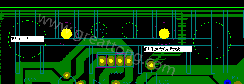 PCB設計中，散熱孔散熱片設計不當，造成很多電源板斷裂