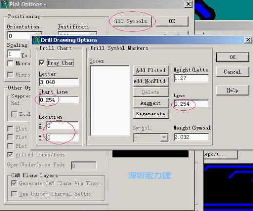轉(zhuǎn)孔圖時也需在Customize Document欄點擊Option，在彈出的Plot Options-窗口中選擇Drill Symbols