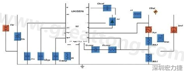 參考圖1的電流通路：把FET在導(dǎo)通狀態(tài)下流經(jīng)的通路標(biāo)記為紅色；把FET在關(guān)斷狀態(tài)下的迴路標(biāo)記為綠色。