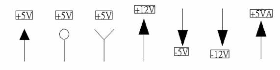 電源符號(hào)有下列幾種，可使用鍵盤 [Ctrl + Tab] 鍵切換：