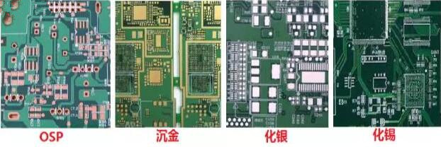 表面工藝分：熱風(fēng)整平，沉金， 化銀， 化錫， OSP 等幾種表面工藝